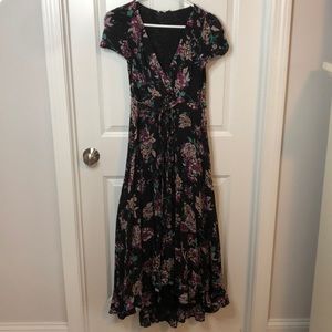 Multicolor Floral wrap dress with high slit